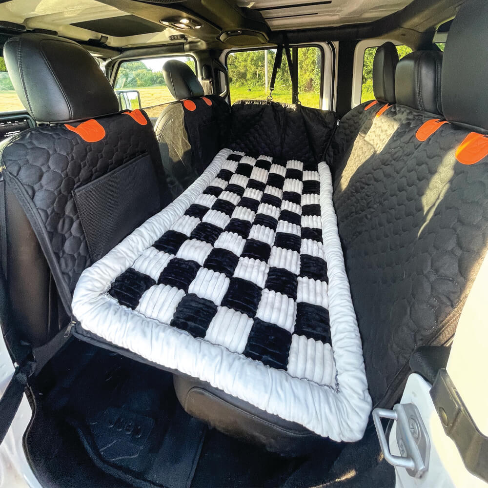Pawzzle 3.0 - Hard Bottom Dog Car Seat Protector (+ FREE Luxe Dog Bed)