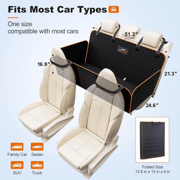 Pawzzle 3.0 - Hard Bottom Dog Car Seat Protector (+ FREE Luxe Dog Bed)
