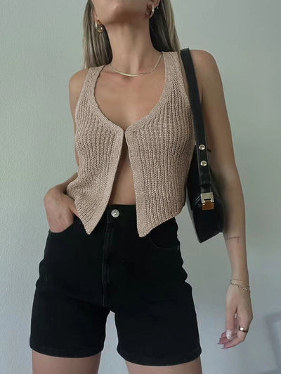 Hook-and-Eye Knit Vest